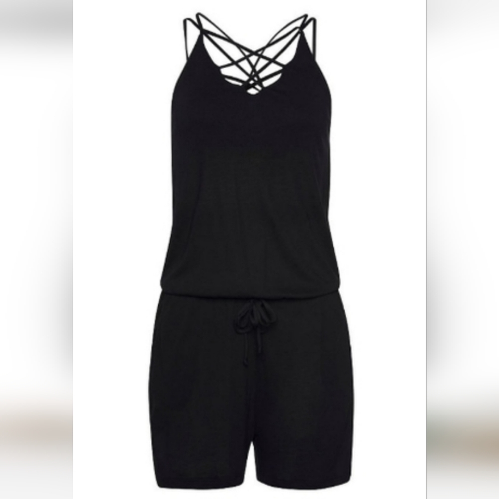 Lascana strappy romper BLACK SIZE 2